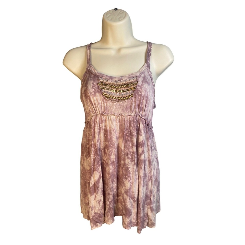 Y2k Babydoll Tank Top Small Beaded Boho Indie Fairy Grunge Indie Festival Beacy